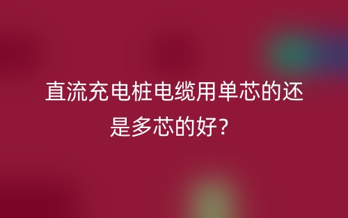 直流充電樁電纜用單芯的還是多芯的好？(圖1)