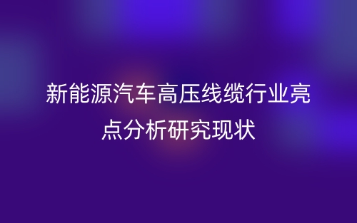 新能源汽車(chē)高壓線(xiàn)纜行業(yè)亮點(diǎn)分析研究現(xiàn)狀(圖1)