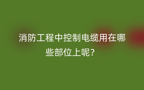 消防工程中控制電纜用在哪些部位上呢？(圖1)
