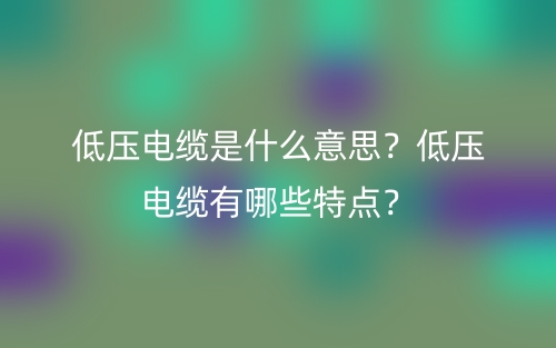 低壓電纜是什么意思？低壓電纜有哪些特點？(圖1)