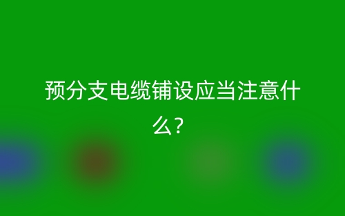 預(yù)分支電纜鋪設(shè)應(yīng)當(dāng)注意什么？(圖1)