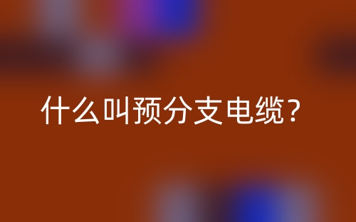 什么叫預(yù)分支電纜？(圖1)
