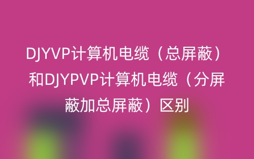 DJYVP計算機(jī)電纜（總屏蔽）和DJYPVP計算機(jī)電纜（分屏蔽加總屏蔽）區(qū)別(圖1)
