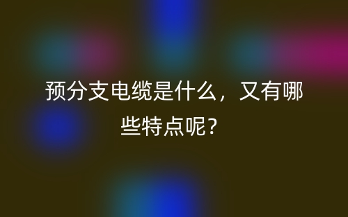 預(yù)分支電纜是什么，又有哪些特點(diǎn)呢？(圖1)