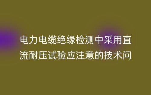 電力電纜絕緣檢測中采用直流耐壓試驗(yàn)應(yīng)注意的技術(shù)問題(圖1)