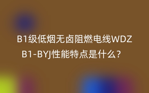 B1級低煙無鹵阻燃電線WDZB1-BYJ性能特點(diǎn)是什么？(圖1)