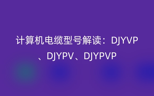 計算機(jī)電纜型號解讀：DJYVP、DJYPV、DJYPVP(圖1)